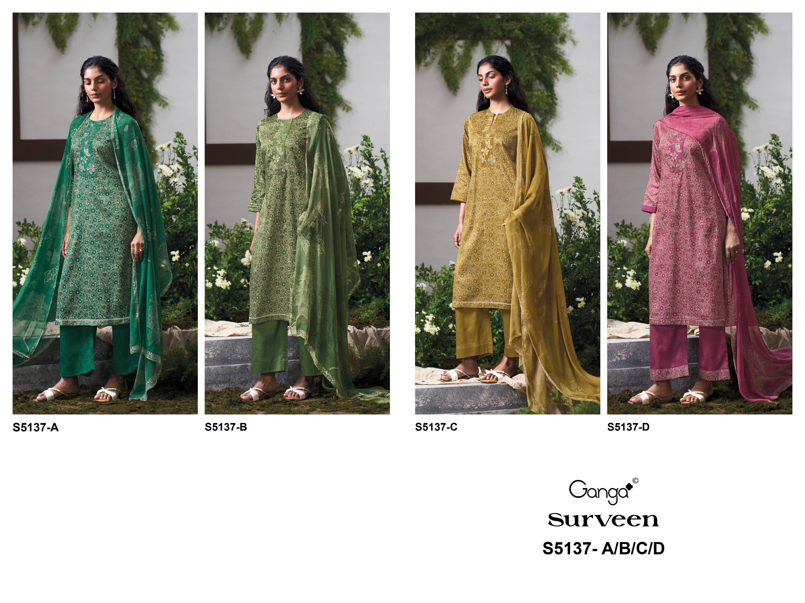 SURVEEN 5137 Series BY GANGAFASHION Stylish Beautiful Colourful COTTON SATIN Dresses At Wholesale Price